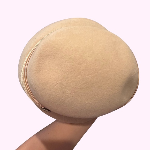 VINTAGE 60s Chez Original 100% Wool Felted Rhinestone Cream Opera Cocktail Hat
